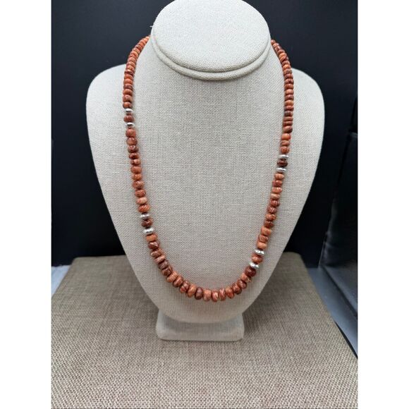 Artisan Sterling Silver & Banded Stone Necklace Earthy Brown Sardonyx /Jasper Be - Picture 1 of 8